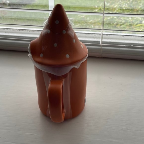 New Rae Dunn by Magenta Orange Ivory Happy Fall Y'all Gnome Mug with Lid - Picture 4 of 8